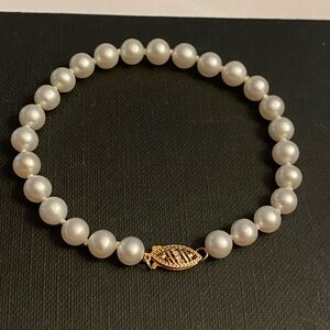 Akoya Pearl 14K Yellow Gold Clasp Strand Bracelet